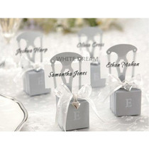 Miniature Silver Chair Favour Box with Ribbon & Silver Heart