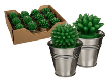Cactus Candles in Metal Pot Favours