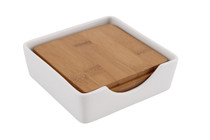 Set of 4 Bamboo And Ceramic Coasters