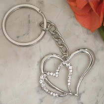 Elegant Chrome Double Heart Key Chain