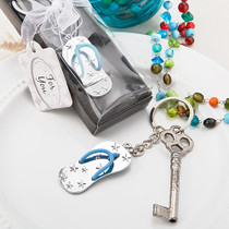 Beach Themed Metal Flip Flop Key Chain