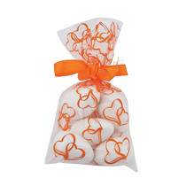 25 x Mini Orange Hearts Cellophane Bags
