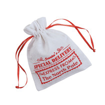12 x Mini Canvas Drawstring Santa Bags