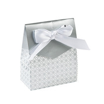 12 x Silver Tent Favour Boxes With Ribbon