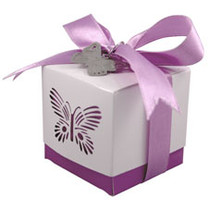 5 x Purple Laser Cut Butterfly Favour Box