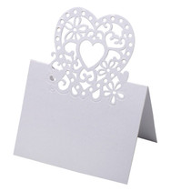 Pack of 10 Heart Design Place Card White