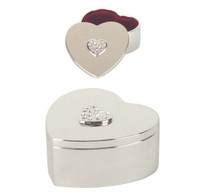 Silver Plated Heart Trinket Box With Heart Crystal Tops