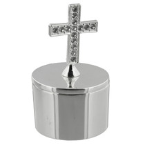 Bless This Child' Silver Plated And Epoxy Trinket Box Cross
