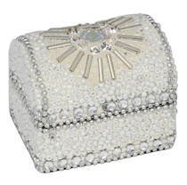 5cm Glitter And Beads Domed Trinket Box White
