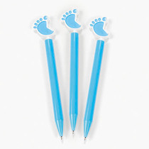 6 x Plastic Blue Baby Feet Pens