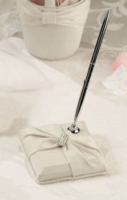 Satin Rhinestone Pen Set Ivory