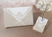 Country Lace Guest Book And Pen Set