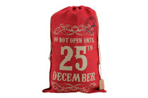 Do Not Open Until 25th December' Red Hessian Sack