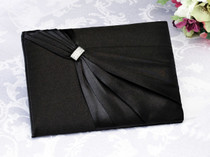 Satin Rhinestone Guest Book Black