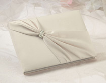 Satin Rhinestone Guest Book Ivory