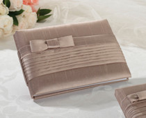 Taupe Pleated Silk Guest Book