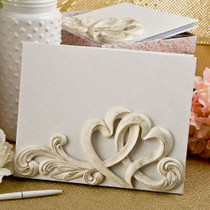 Vintage Style Double Heart Design Guest Book