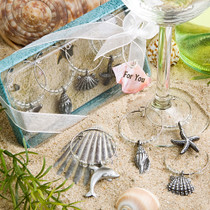 Unique Beach Themed Wine Charms | Shells Starfish