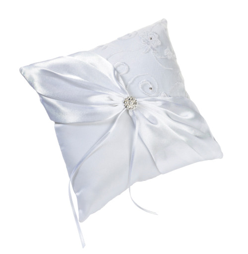 White Lace Ring Pillow