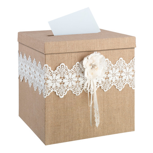 Burlap And Lace Card Box