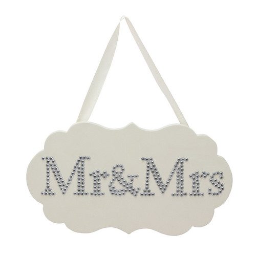 Amore MDF Plaque With Crystals 28cm x 16cm Mr. And Mrs.