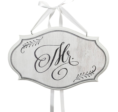 Mr. Small Oval Wooden Sign White