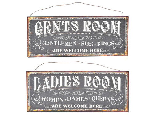 Set of 2 Metal Plaque Rooms Assorted Designs