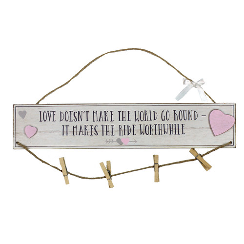 Love Story MDF Hanging Plaque Pegs Love