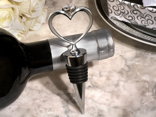 Unique Bling Heart Diamond Ring Silver Wine Stopper