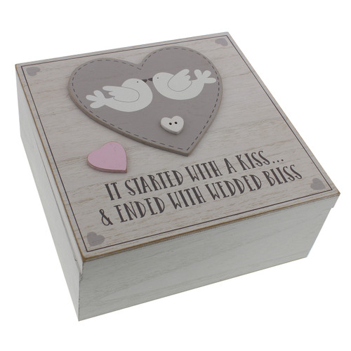 Love Story MDF Square Keepsake Box 'It Started With A Kiss'