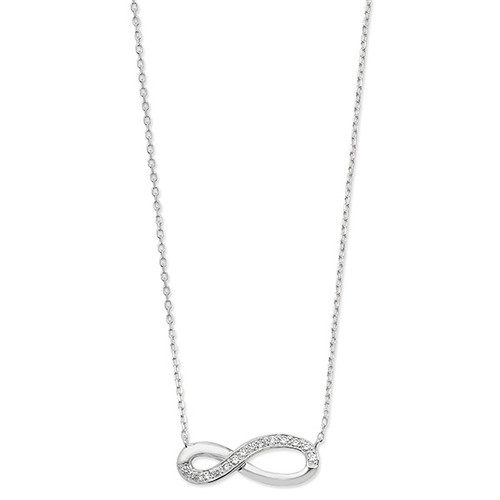 Sterling Silver CZ Fancy infinity Necklace including Gift Box