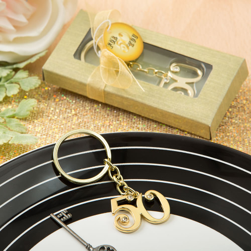 50th Design Gold Metal Key Chain