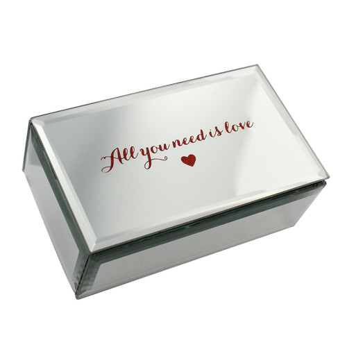 Lasting Memories' Glass Mirror Jewellery Box All You Need is Love