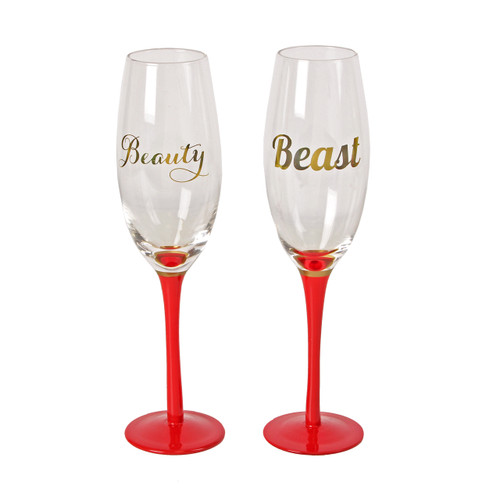 Lasting Memories' Set of 2 Champagne Flutes Beauty And Beast