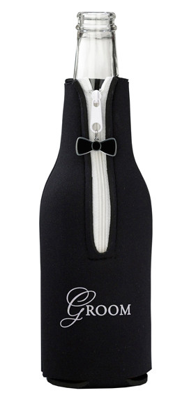 Groom Bottle Cozy Black