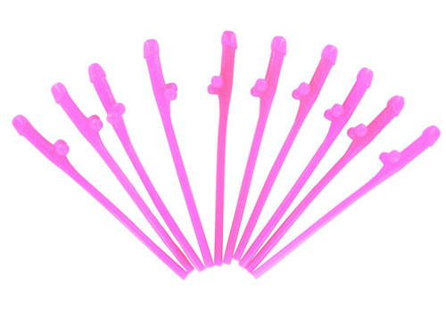 Pack of 10 Hot Pink Willy Straws