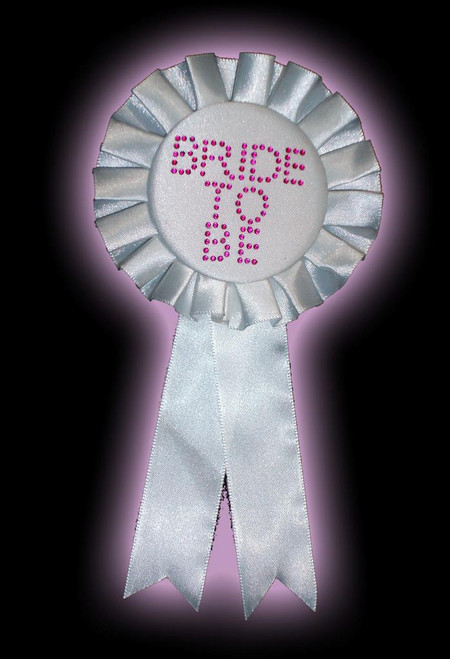 Bride To Be White Rosette With Stones