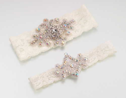 Jewelled Garter Set Ivory
