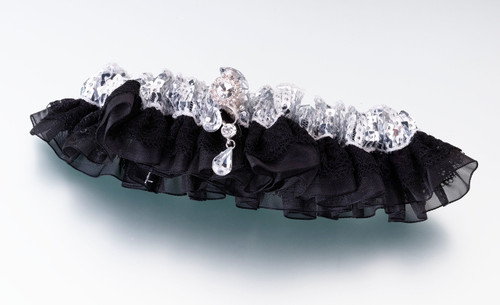 Sequin And Satin Garter Silver
