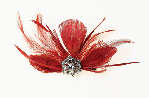 Feather Hair Clip Red