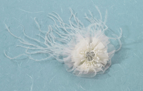 Marabou Feather Hair Clip Ivory