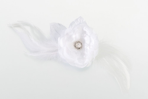 Lace Feather Hair Clip Pin White