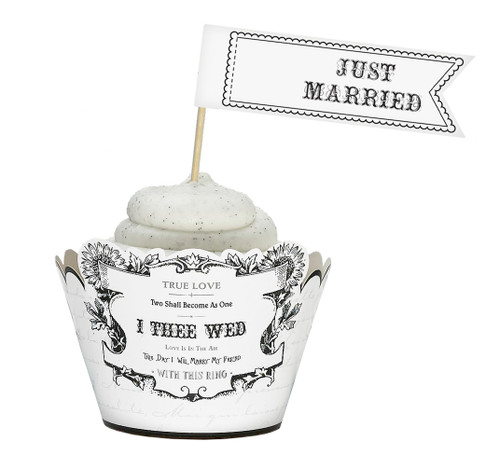 Set of 12 Cupcake Pick Just Married