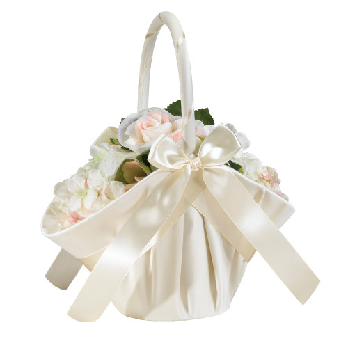 Large Satin Basket Ivory