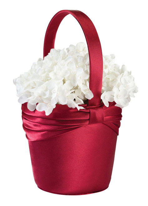 Satin Flower Basket Red