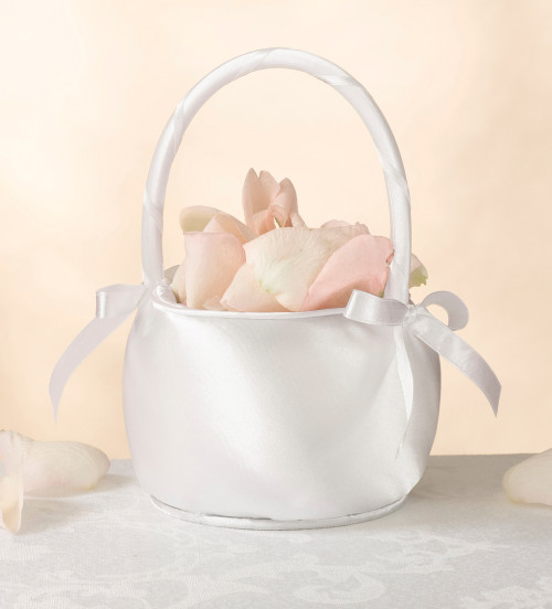 Satin Flower Basket off White