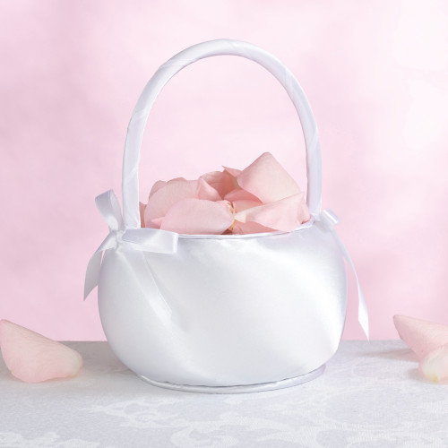 Satin Flower Basket White