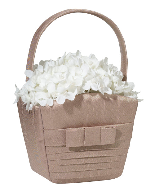 Taupe Pleated Silk Basket