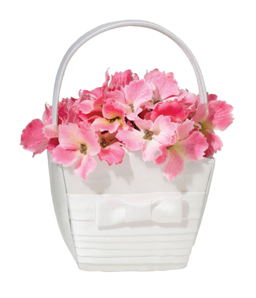 White Pleated Silk Basket