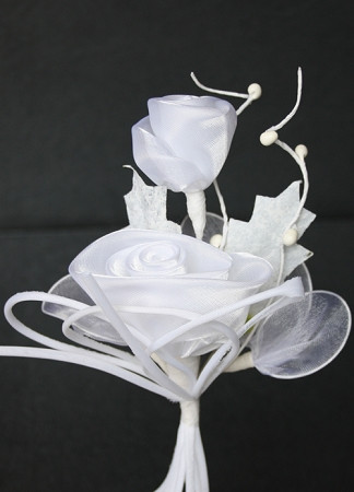 Double Rose Raquet In White - Set of 12
